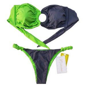 Brazilian strapless bikini - black/green